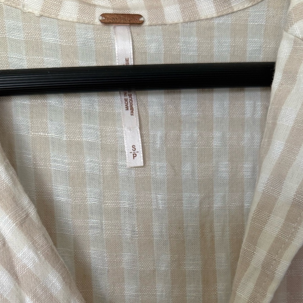 Free People Sleeveless Cream and White Gingham Dress Size Small - Picture 5 of 6
